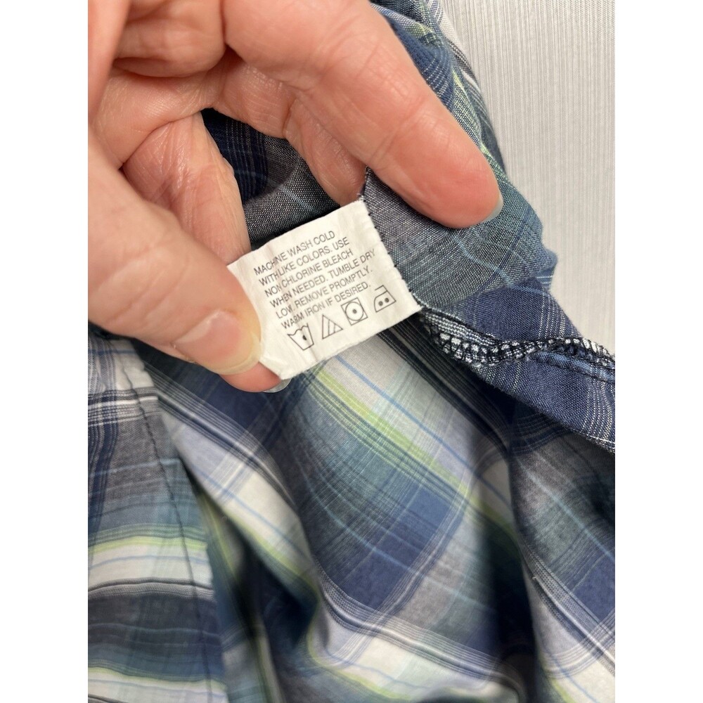 Canyon Guide Outfitters Pearl Snaps Western Shirt Men's Large Teal Blue Plaid - Picture 6 of 8
